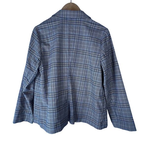 J Jill Plaid Blazer Sz M Brown Single Button Oversized Equestrian Preppy Capsule - Picture 2 of 13